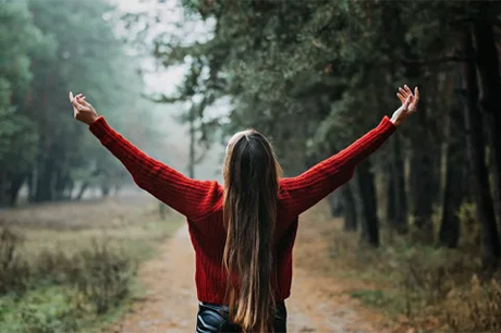 Adult finding calm outdoors